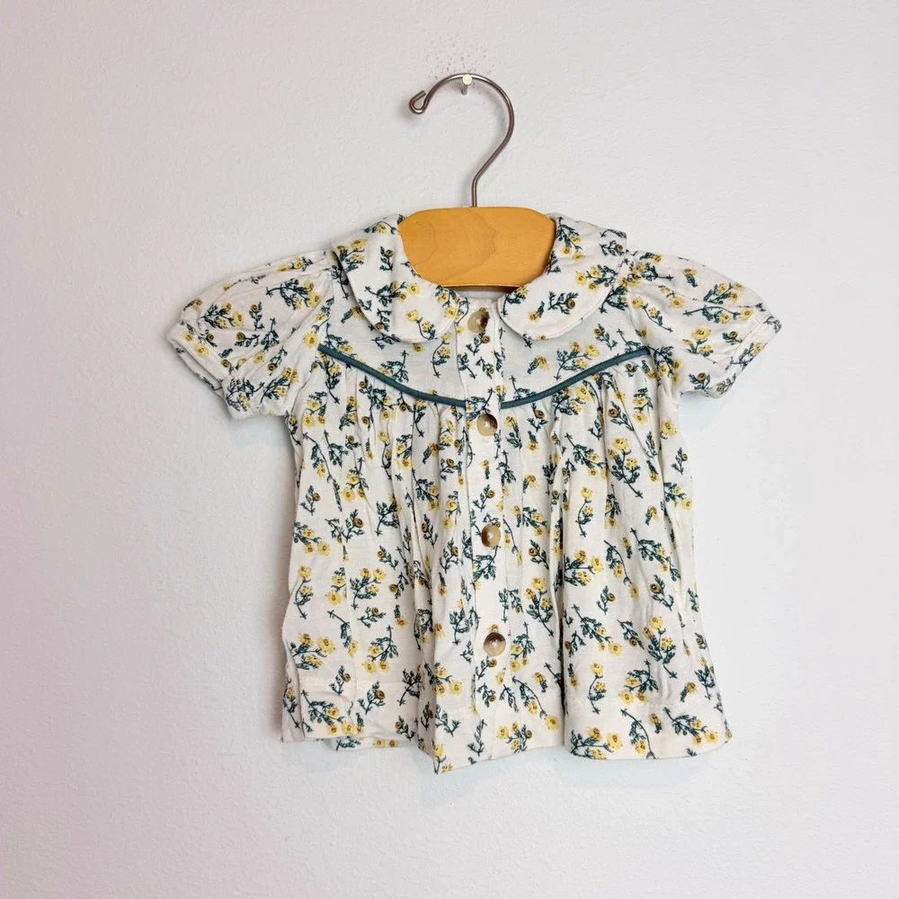 Kate Quinn Baby Girls Floral Bamboo Viscose Top and Bloomers Set Yellow 3-6M